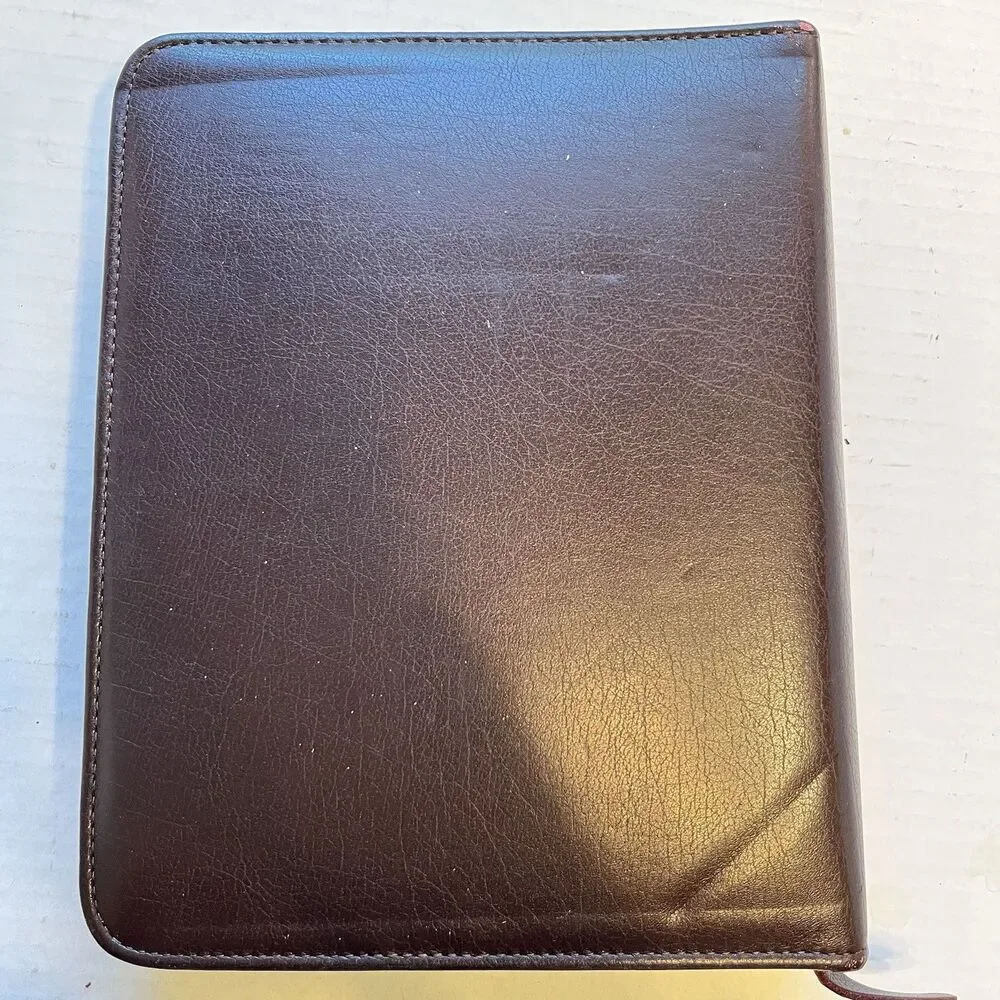 Leather Franklin Inserts Covey Planner Zippered 7-Ring Organizer Burgundy